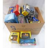 SELECTION OF CORGI, DINKY, BURAGO ETC MODEL VEHICLES INCLUDING CITROEN 2CV JAMES BOND FIGURE SET,