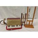 GOLDENSTONE CHILDS TOY ACCORDION TOGETHER WITH TWO STRING SPRUNT TOYS.