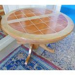 TILE TOPPED EXPANDING KITCHEN TABLE & 4 KITCHEN CHAIRS