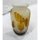 OPAQUE GLASS VASE DECORATED WITH BUTTERFLIES - 19CM TALL