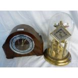 WALNUT MANTLE CLOCK & DOMED MANTLE CLOCK