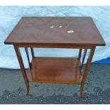 LATE 19TH CENTURY INLAID MAHOGANY SQUARE OCCASIONAL TABLE ON SHAPED SUPPORTS