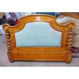 19TH CENTURY MAHOGANY FRAMED HEADBOARD WITH BARLEY TWIST COLUMNS