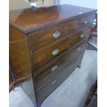 19TH CENTURY MAHOGANY CHEST OF 2 SHORT OVER 3 LONG DRAWERS ON BRACKET SUPPORTS