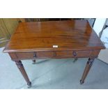 LATE 19TH CENTURY MAHOGANY SIDE TABLE WITH 2 DRAWERS & TURNED SUPPORTS Condition Report: