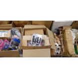 4 BOXES CONTAINING A VARIETY OF CYCLE EQUIPMENT, INCLUDING LOCKS, LIGHTS, CABLES,