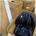 4 BOXES CONTAINING PARTS FOR THREE PUSHCHAIR'S AND ONE CAR SEAT