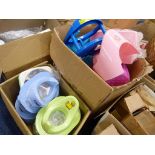 2 BOX CONTAINING A VARIETY OF PLASTIC STOOL, POTTY'S AND A TRAVEL SYSTEM.