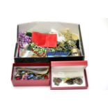 A quantity of costume jewellery, silver etc