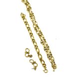 A 9ct gold fancy link necklace, bracelet and pair of earrings