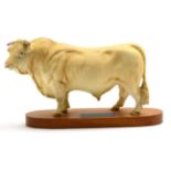 Beswick Connoisseur Charolais Bull, model No. A2600, satin matt, on wood plinth