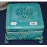 A J Holdcroft turquoise glazed majolica box