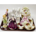 Royal Worcester figures Saturdays and Wednesdays Child, Worcester figure of a lady, two Coalport
