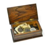 A box of assorted coins