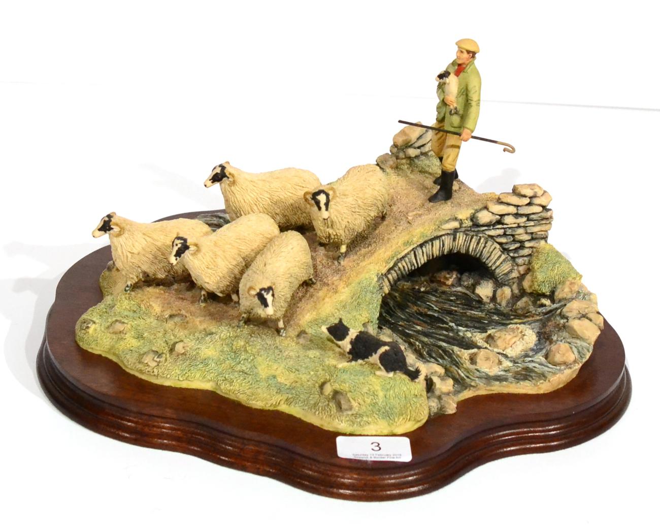 Border Fine Arts 'Down From The Hills' (Shepherd, Sheep and Collie), model No. JH18 by Elizabeth