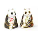 Two Royal Crown Derby paperweights including: Panda (gold stopper) and Imperial Panda (silver