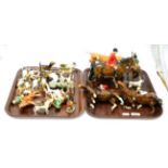 A large collection of Beswick figures including cattle, hounds, horses (all a.f.)