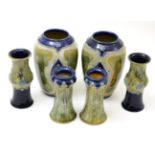 Three pairs of similar Royal Doulton vases