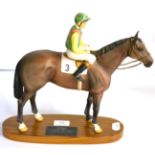 Beswick Connoisseur Horse 'Nijinsky - Lester Piggott Up', model No. 2352, matt, on wood plinth