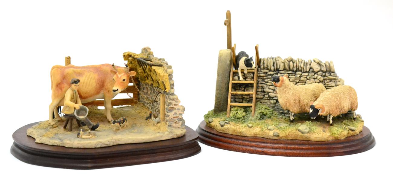 Border Fine Arts 'Element of Surprise', (Collie and Sheep), model No. B0089 by Ray Ayres, on wood