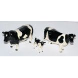 Beswick Cattle comprising: Friesian Bull Ch. 'Coddington Hilt Bar', model No. 1349A, Friesian Cow