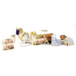 Six Royal Crown Derby paperweights including: Imari Ram (gold stopper), Imari Ewe (gold stopper),