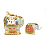 Two Royal Crown Derby paperweights including: Mulberry Hall Indian Elephant (431/500 with gold