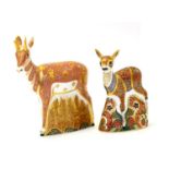 Two Royal Crown Derby paperweights including: Prong-Horned Antelope and Guild Exclusive Fawn (each