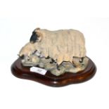 Border Fine Arts 'Blackfaced Ewe and Lambs', (style one), model No. L25 by Mairi Laing, limited