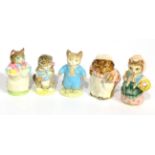 Beswick Beatrix Potter figures comprising: Cousin Ribby; Ribby; Miss Moppet, second variation; Tom