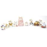 Ten Royal Crown Derby paperweights including: Dormouse, Hamster (silver stopper), Harvest Mouse (