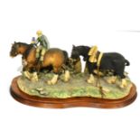 Border Fine Arts 'Coming Home' (Two Heavy Horses), model No. JH9A by Judy Boyt, on wood baseNo