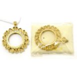 Two 9ct gold coin mounts