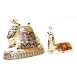 Two Royal Crown Derby paperweights including: Llama and Camel (each with gold stoppers)Both in