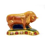 A Royal Crown Derby paperweight, Harrod's Bull (59/400 and with gold stopper)In good structural