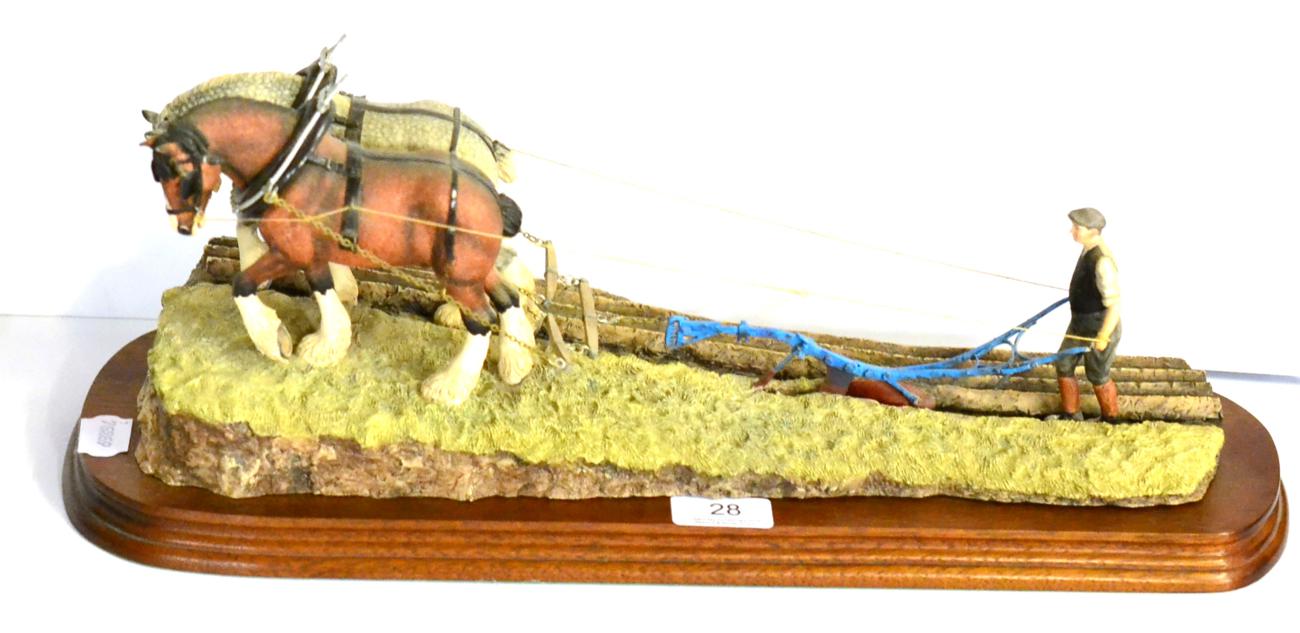 Border Fine Arts 'Stout Hearts' (Ploughing Scene), model No. JH34 by Ray Ayres, on wood baseResin