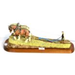 Border Fine Arts 'Stout Hearts' (Ploughing Scene), model No. JH34 by Ray Ayres, on wood baseResin