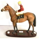 Beswick Connoisseur Horse 'Red Rum - Brian Fletcher Up', model No. 2511, matt, on wood plinth