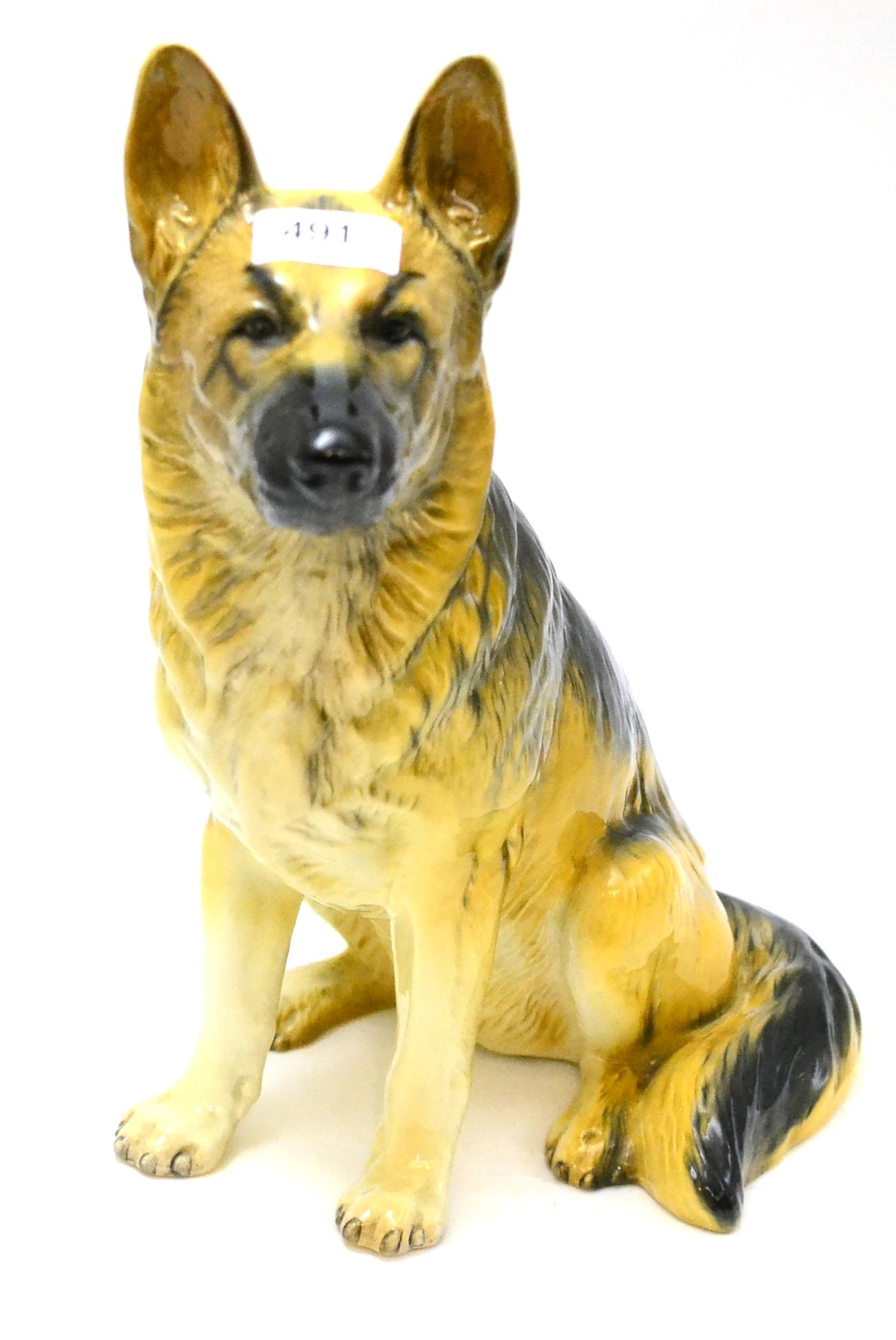 Beswick Fireside Alsatian, model No. 2410, gloss (a.f.) One food has been restored - 030215