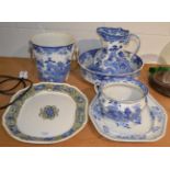 A Mason's toilet set and two ironstone platters