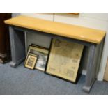 A pair of bleach oak console tables