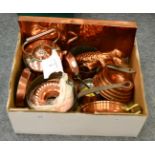 A 19th and 20th century copper jelly moulds, pans etc