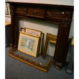 Adam Design carved mahogany fire surround, a fire inset and a fire curb decorated with swags