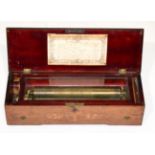 A 19th Century Swiss Cylinder Mandoline Music Box, serial number 12050, with a 33cm brass cylinder