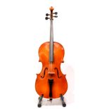 A 20th Century 1/4 Size Hungarian Cello, labelled 'Made in Hungary', with a 554mm two piece back,