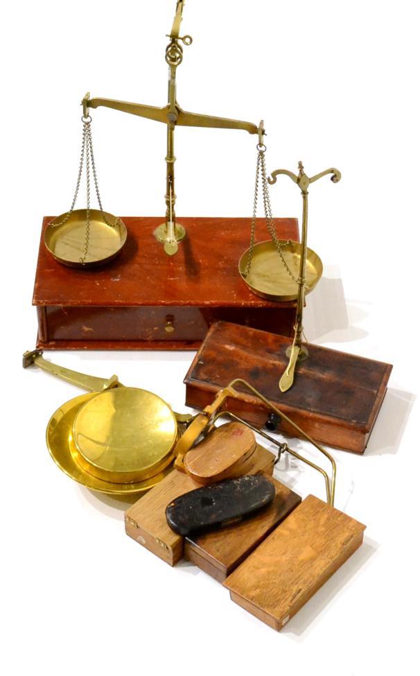 Various Scales including a set of opium scales, Avery hand balance with glass pans and three similar