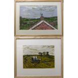 *Mary Farnell (1926-2014) ''View of Roofs and Fields Bucks'' ''The Cart'' Each signed, inscribed