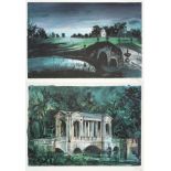 John Piper CH (1903-1992)   ''The Oxford Bridge'', Stowe  ''The Palladian Bridge'', Stowe Signed