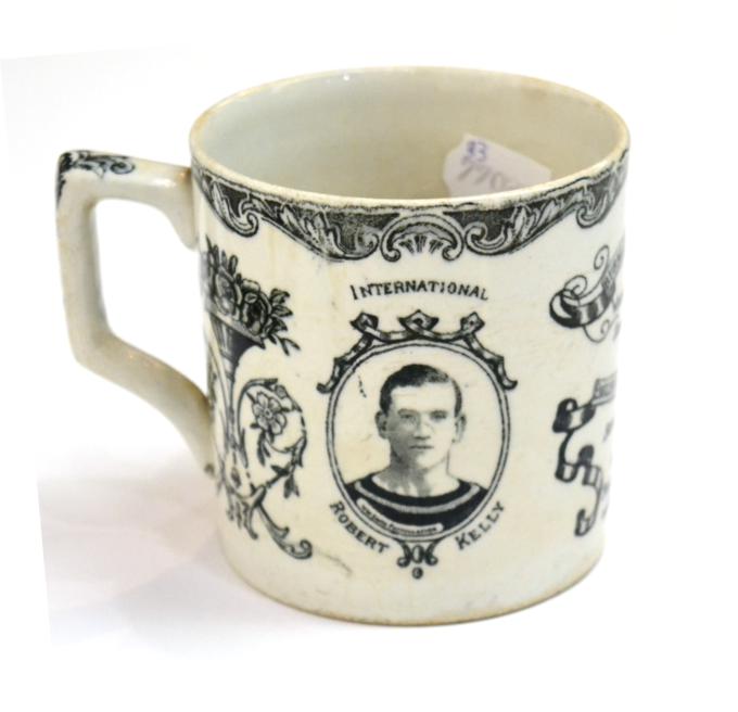 A Transfer Printed Burnley Football Team League and Cup Winners 1920-21 Commemorative Mug, printed