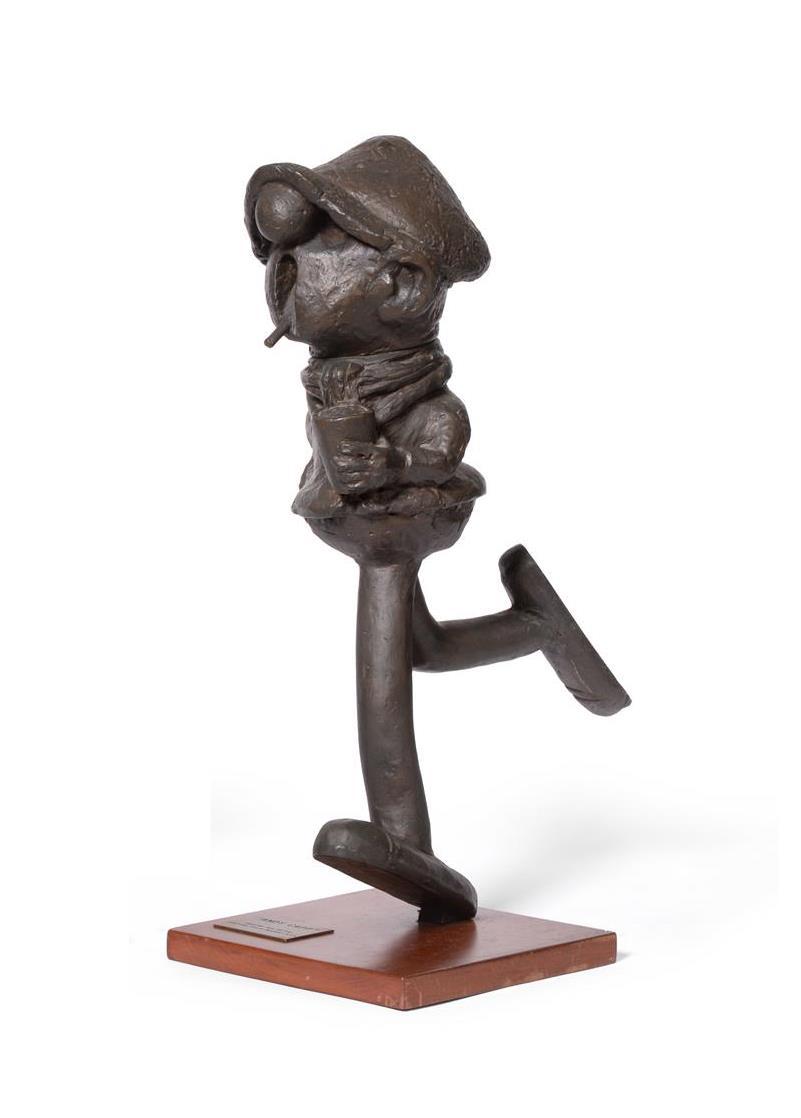 Miles Meehan FRSA: Bronze Statue Of Andy, 54cm high, stained mahogany base, with brass plaque and